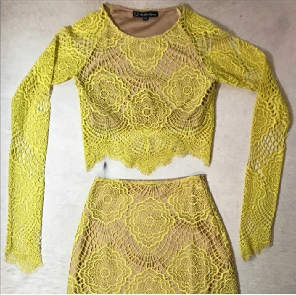 ISO For Love And Lemons Grace Lace Top & Skirt